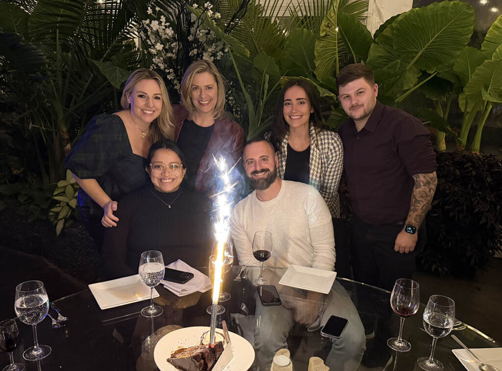 Local Infusion employees at dinner celebration